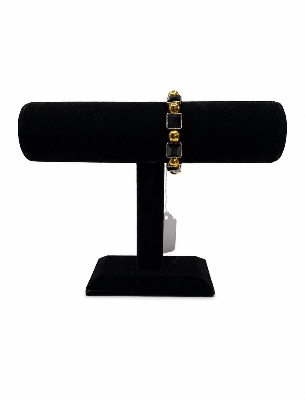 Jewelry By GG Gold and Black Onyx 4" Beaded Bracelet